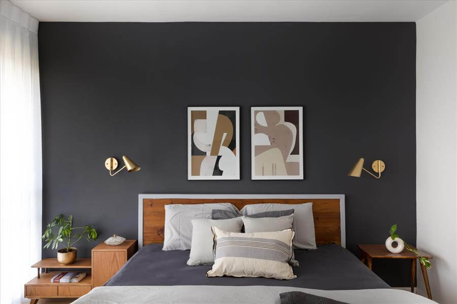 צבע קיר אפור גרפיט בחדר השינה